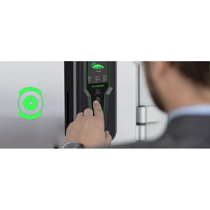Carregador móvel Qoltec para carros elétricos EV com configuração 2-em-1 Type 2 7kW CEE 32A/5 PIN 230V LCD Portátil Wallbox 5m