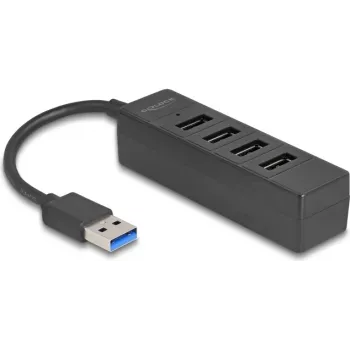 Hub USB DELOCK 64350 — 4 portas USB 3.2 Gen 1 (Type-A), 5000 Mbit/s, 5 V/0,9 A, ABS, preto