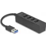 Hub USB DELOCK 64350 — 4 portas USB 3.2 Gen 1 (Type-A), 5000 Mbit/s, 5 V/0,9 A, ABS, preto