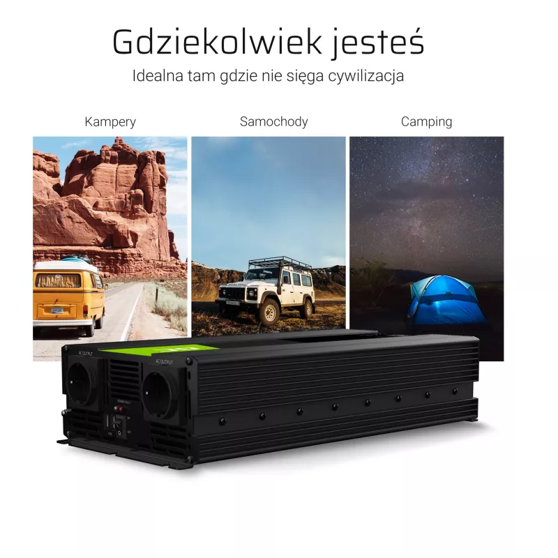 Conversor de tensão Green Cell INV11 para automóvel 2000 W preto
