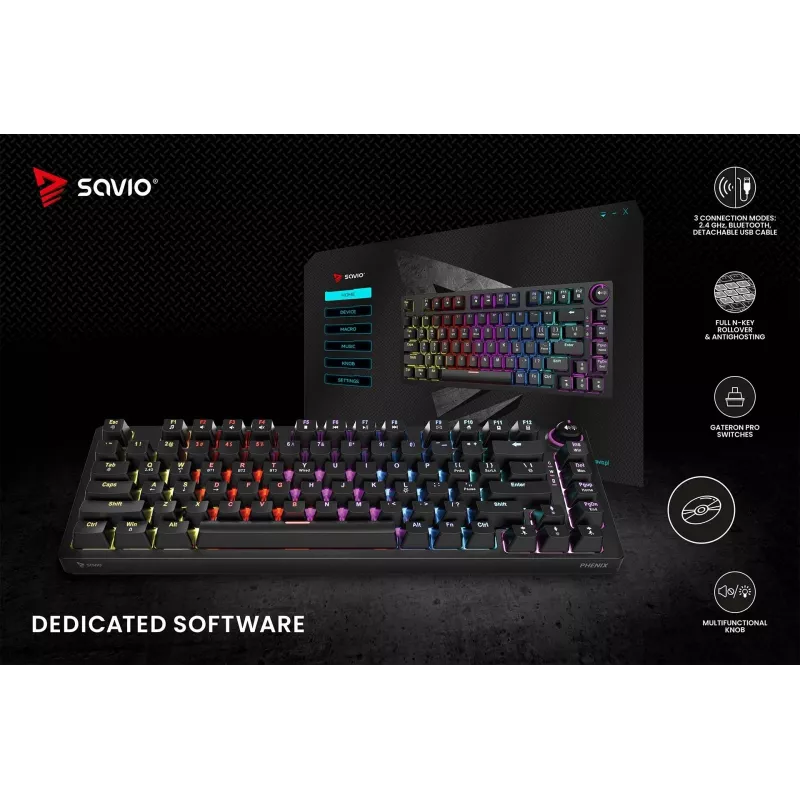 Teclado gaming Savio Phenix SAVGK-RED USB RF Wireless Bluetooth QWERTY
