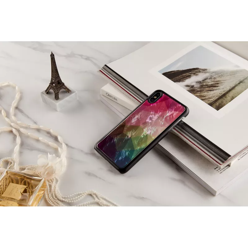 Capa de proteção iKins para iPhone XS Max – design de flores aquáticas, preta