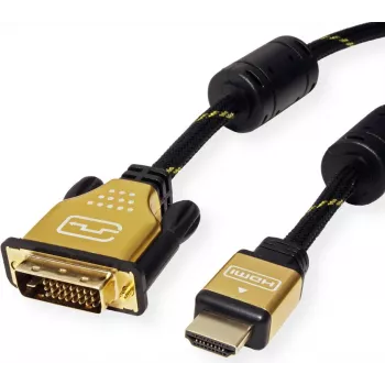 Adaptador de cabo de vídeo ROLINE 11.04.5896 1,5 m HDMI Type-A (Standard) DVI-D preto - dourado (11.04.5896)