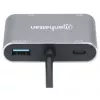 Docking station USB-C Manhattan, ligações (x4): HDMI, USB-A, USB-C e VGA, com Power Delivery (PD) 87W – carregador USB-C externo necessário (não incluído). Alimentado por USB (sem fonte de alimentação externa necessária) quando o PD não é utilizado, alumínio