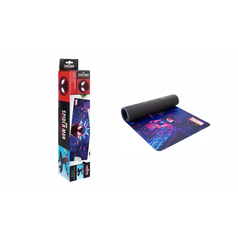 Tapete de secretária Paladone Spiderman Miles Morales – grande superfície de gaming/trabalho, base antiderrapante