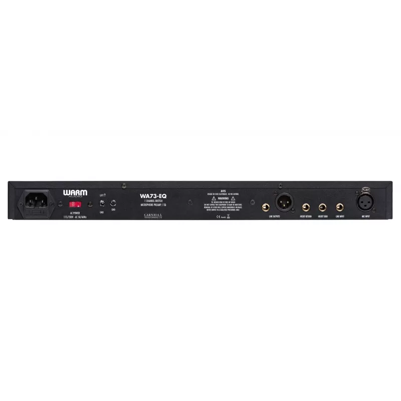 Pré-amplificador de áudio WARM AUDIO WA73-EQ — monofónico, preto, 20–20.000 Hz, 1200 Ω entrada, 115/230 V