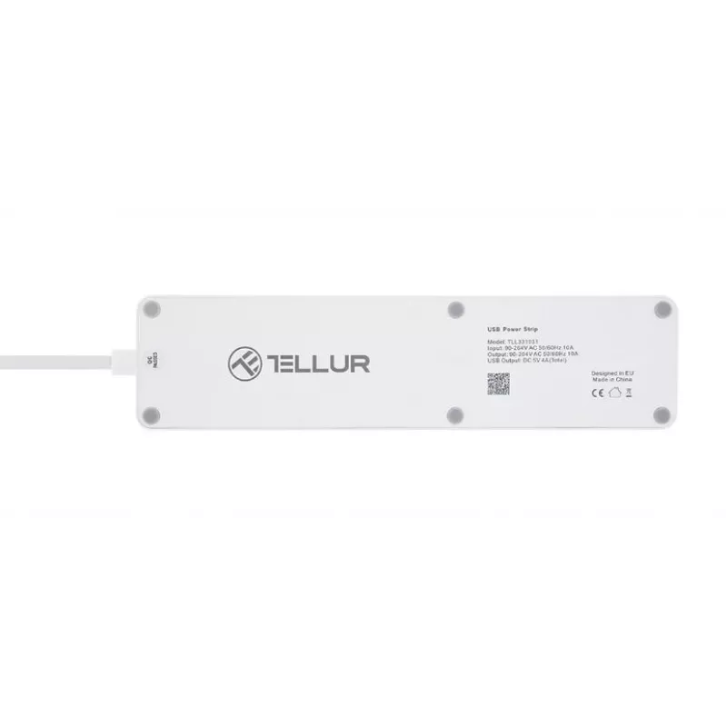 Régua de tomadas inteligente Tellur WiFi com 3 tomadas AC e 4 portas USB (4A)