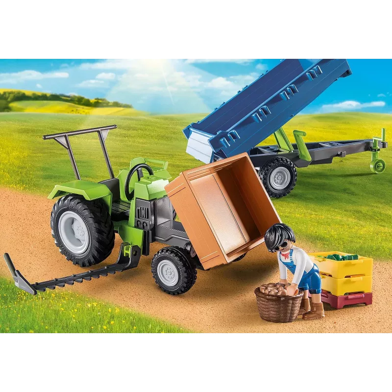 Playmobil ceifeira-debulhadora com atrelado - jogo simbólico e brincadeira imaginativa para crianças dos 6 aos 9 anos - Fat Brain Toys