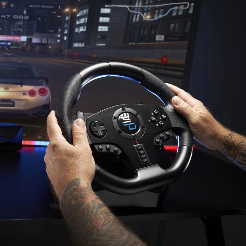 Volante + pedais Subsonic SV750 preto rotação 270° USB