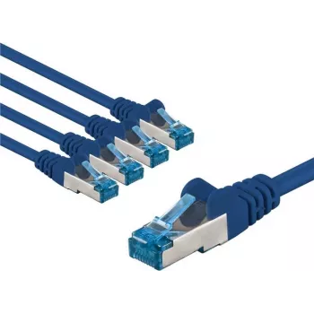 Goobay cabo de rede CAT 6A S/FTP PiMF 5 m azul conjunto de 5 - condutor de cobre CU (67532)