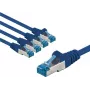Goobay cabo de rede CAT 6A S/FTP PiMF 5 m azul conjunto de 5 - condutor de cobre CU (67532)