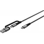 Cabo de carregamento USB-C WENTRONIC Goobay 2in1, 2 m, extra resistente, cinzento sideral/prateado