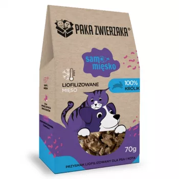 Petisco de comida húmida para cães Paka Zwierzaka Samo Miesko Coelho 70 g — snack de 100 % carne de coelho