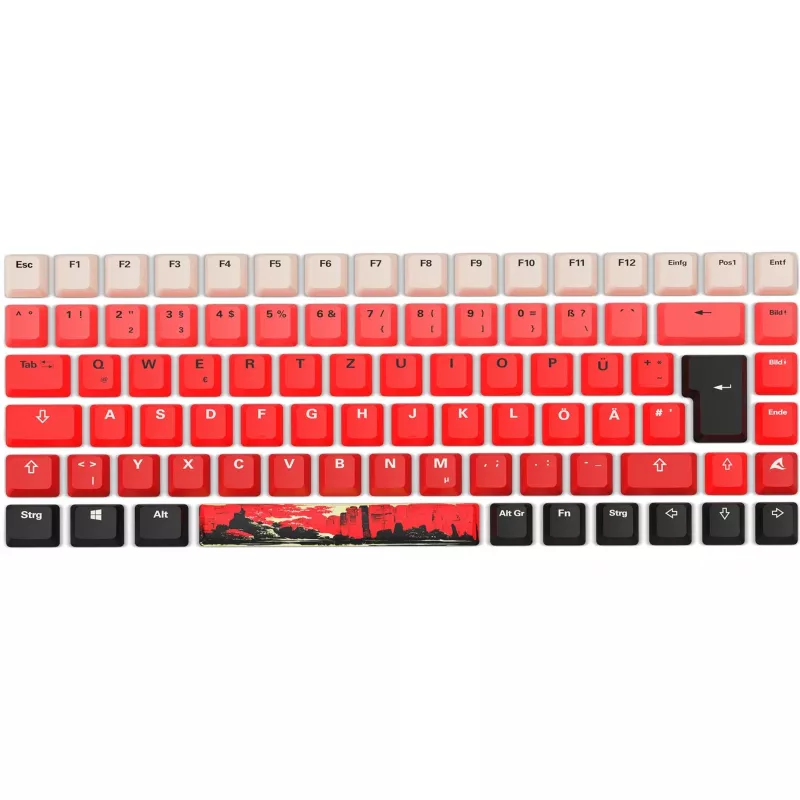 Sharkoon SKILLER SGK50 S3 Design Bundle D3 conjunto para jogos, tapete de rato de 400 x 900 mm, teclas PBT, vermelho/preto