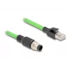 Cabo de rede DeLOCK M12 com codificação A de 8 pinos, ficha macho para ficha macho RJ45 PUR (TPU) 1 m