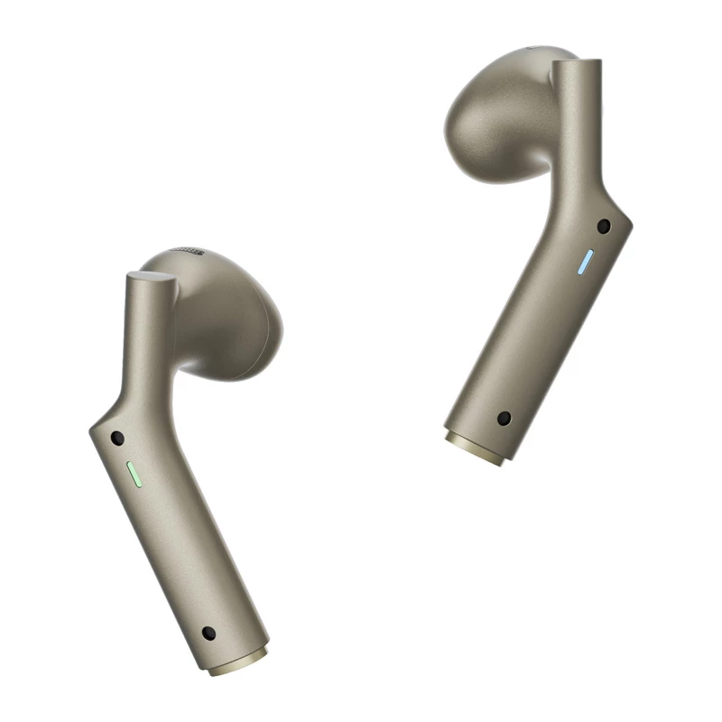 Tradutor In-Ear Timekettle W4 AI dourado — auscultadores de interpretação simultânea