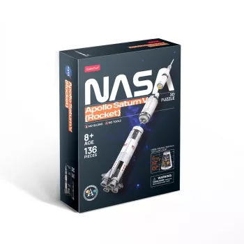 Puzzle 3D cubicfun modelo de foguetão Apollo Saturn — kit de montagem educativa à escala