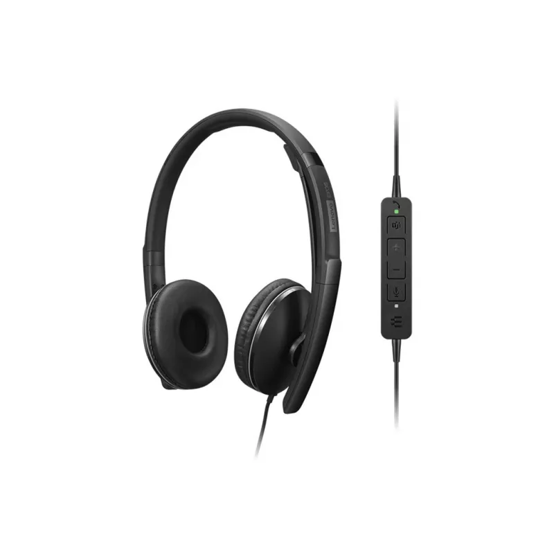 Auscultadores/headset Lenovo 4XD1P83425 com fio, arco de cabeça, chamadas/música, USB Type-A, preto