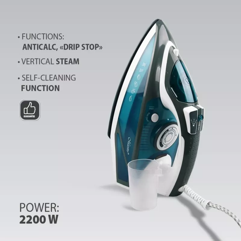 Ferro de engomar a vapor Maestro MR-304C, 2200 W, branco/azul – ferro de engomar a vapor para uso doméstico