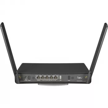 Router de secretária MikroTik hAP ac³ Dualband Wi‑Fi 5, Qualcomm IPQ4019 719 MHz, 5x Gigabit RJ‑45, 1x USB, PoE, 2 antenas externas, preto