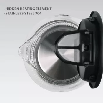 Chaleira elétrica de vidro Maestro MR-063-preta, 2200 W, corpo de vidro, base sem fios