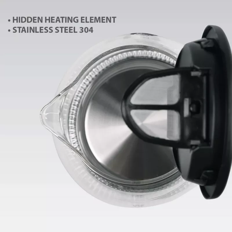 Chaleira elétrica de vidro Maestro MR-063-preta, 2200 W, corpo de vidro, base sem fios