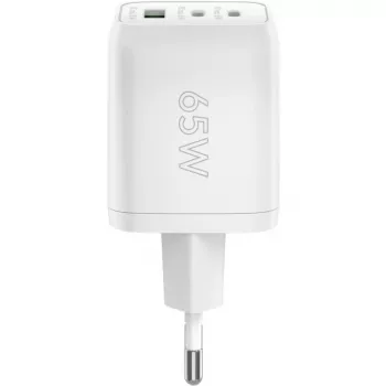 Carregador rápido USB-C Nano, PD, GaN, 65 Watt (branco, 1x USB-A, 2x USB-C PD, Charge 3.0)