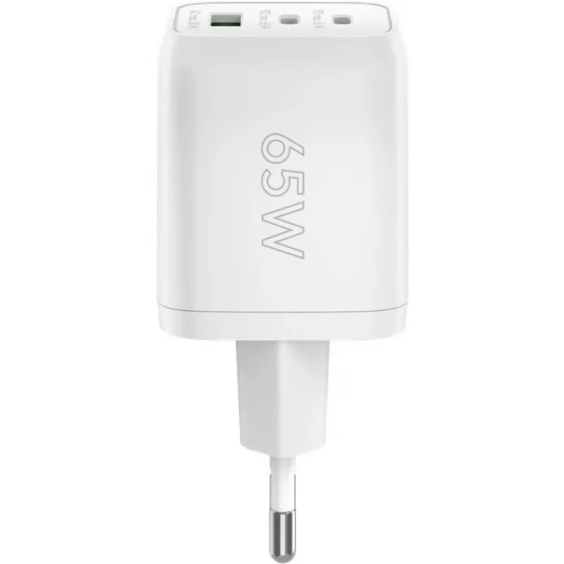 Carregador rápido USB-C Nano, PD, GaN, 65 Watt (branco, 1x USB-A, 2x USB-C PD, Charge 3.0)