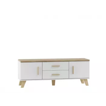Suporte de TV Cama LOTTA 140cm branco + carvalho sonoma
