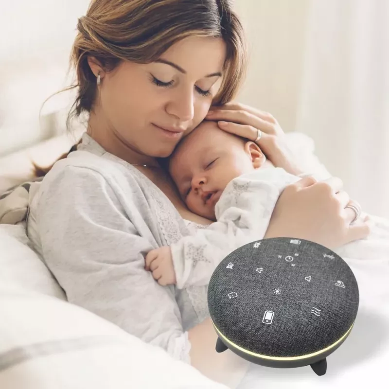 Altifalante portátil MANTA SPK03-GR Szumi-GO — verde, Bluetooth, sons de sono para bebé, temporizador, retroiluminação RGB, 12,5×7,5×12,5 cm