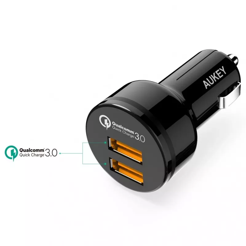 Carregador de automóvel ultrarrápido CC-T8 2xUSB 3.0 6A 36W + cabo Micro-USB 1m