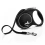 Flexi Black Design M trela extensível para cães, fita de 5 m, até 25 kg