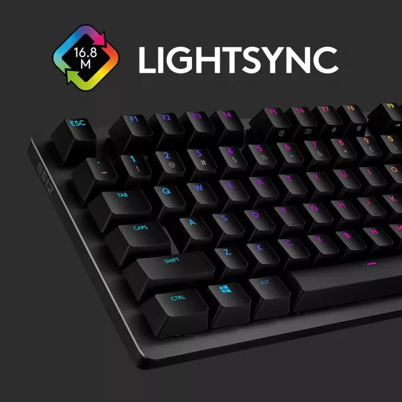 Teclado de gaming Logitech G512, Preto, com fios, layout suíço, 920-009347