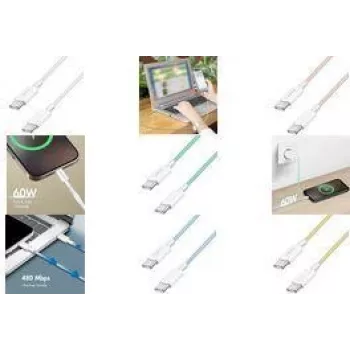 LogiLink Cabo USB 2.0 Type-C C/m> C/m Nylon 60W Azul - Cabo - Digital/Dados (CU0351)