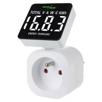 Medidor de energia GreenBlue GB620E para rede 220 V, máx. 16 A, medidor de corrente/energia com ficha