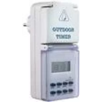 Temporizador digital AS Schwabe 24033 — tomada temporizadora programável, máx. 3500 W, IP44 protegido contra salpicos