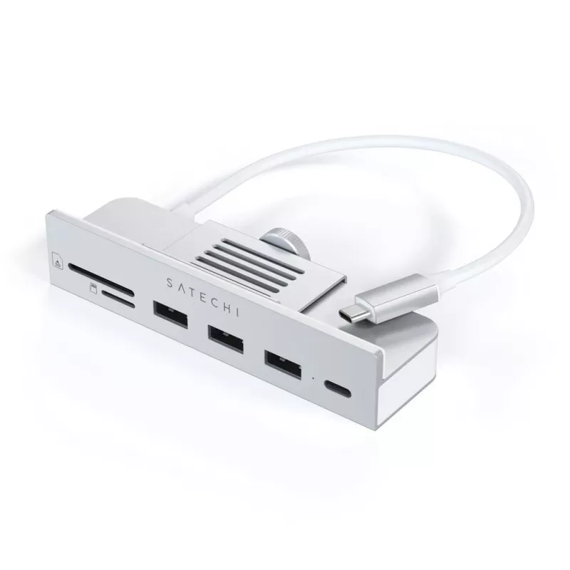 Dock para portátil / replicador de portas Satechi ST-UCICHS USB 3.2 Gen 1 Type-C, portas USB-A, SD/MicroSD, prateado
