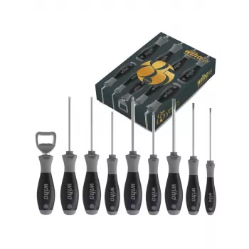 Conjunto de chaves de fendas Wiha 46544 — 9 peças SoftFinish Limited Edition, punhos isolados