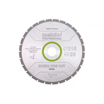 Disco de serra circular Metabo HW/CT 216x30x28Z corte de madeira profissional a bateria