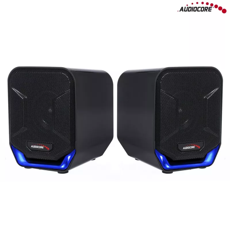 Audiocore AC865B altifalantes USB 2.0 para computador, 6 W, preto/azul