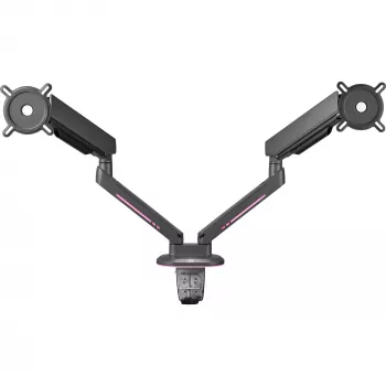 Suporte universal para dois monitores gaming (DM8210), suporte para monitor cinzento, RGB