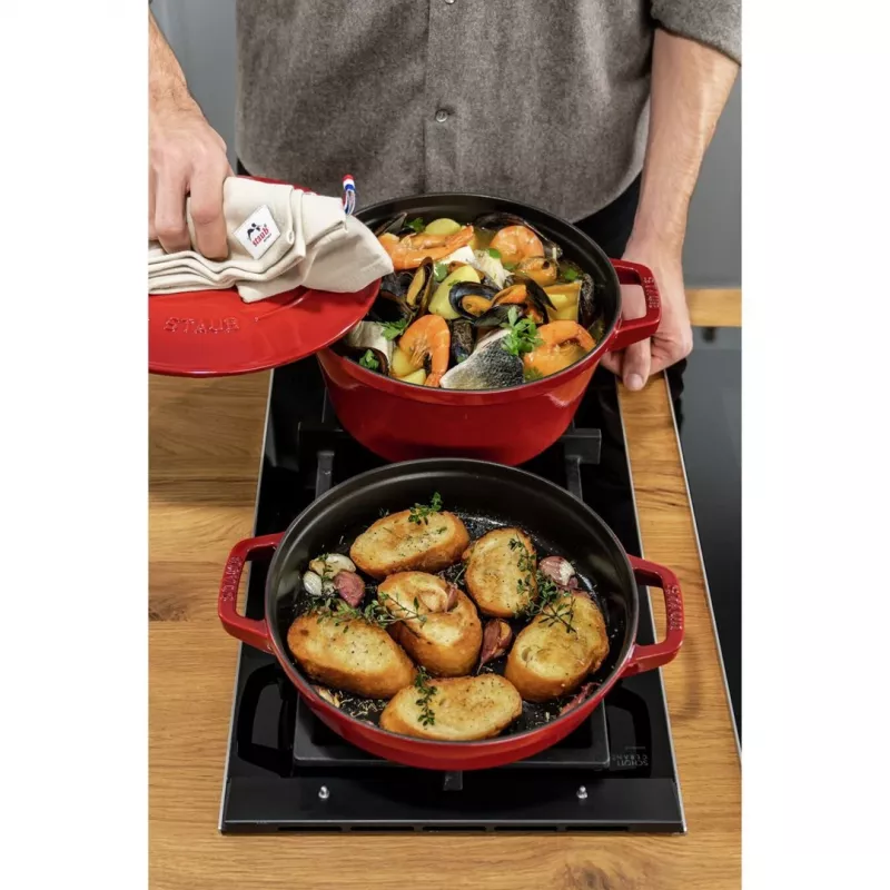 Staub La Cocotte Caçarola redonda em ferro fundido – CONJUNTO DE 3 PEÇAS