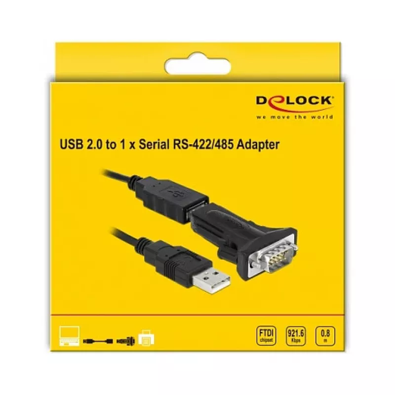 Cabo série DeLOCK 66286 USB Type-A DB-9 preto 0,8 m