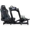 Cadeira de corrida com encosto ajustável Next Level Racing ERS3 Elite Premium — couro sintético preto, encosto reclinável, compatível com montagem em cockpit e no chão
