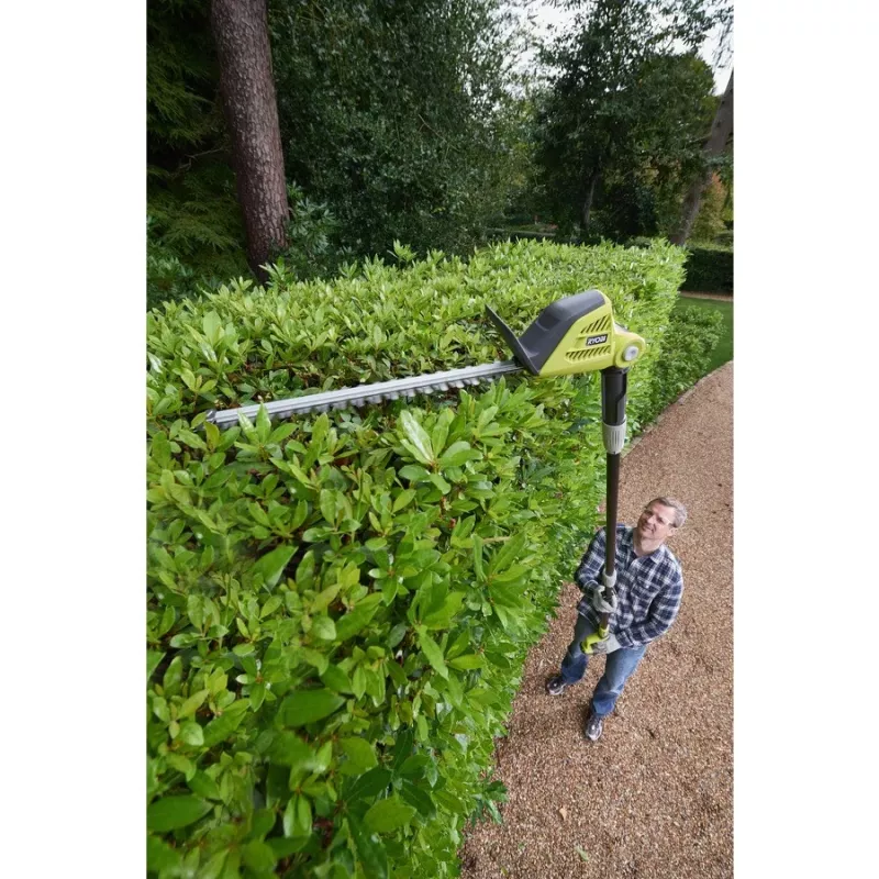 Ryobi ONE+ OPT1845 corta-sebes telescópico a bateria de 18 V, lâmina dupla de 45 cm, 1350 spm, sem bateria