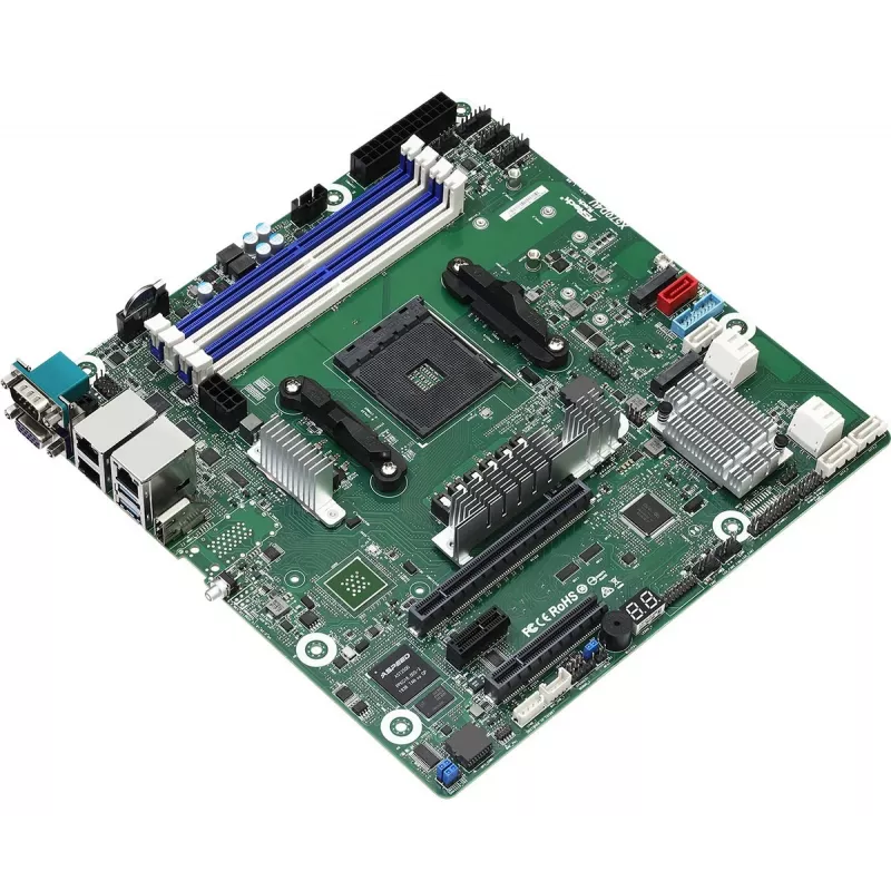 Placa-mãe ASRock X570D4U Micro ATX — AMD X570, Socket AM4, 4× DIMM, DDR4, máx. 32 GB, 12× SATA III, 3× RJ-45