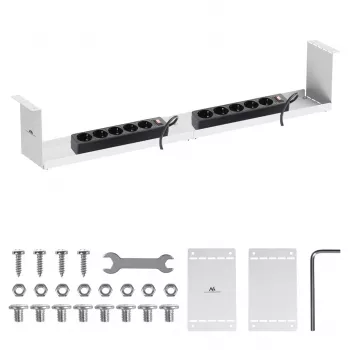Organizador de cabos compacto Maclean para debaixo da secretária, carga máx. 5 kg, branco, MC-107 W
