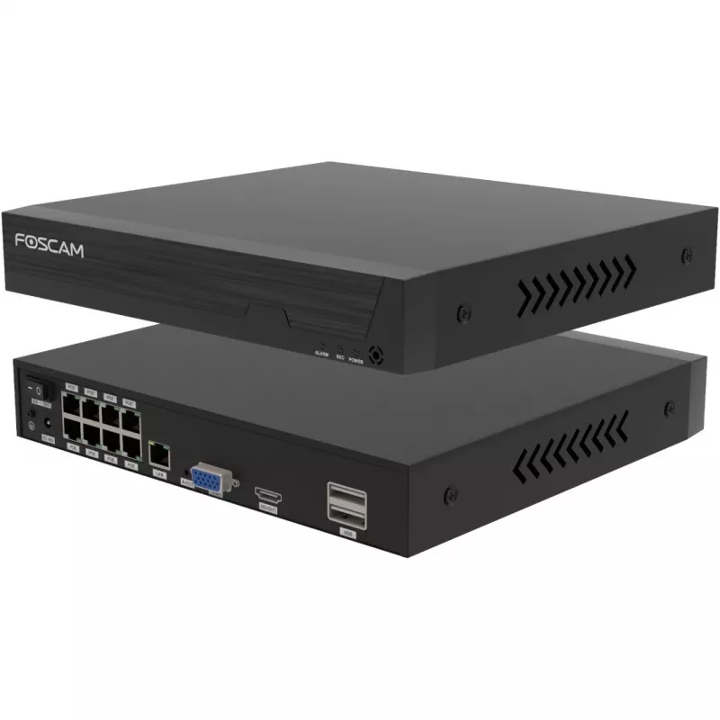 Conjunto de câmaras IP de vigilância LAN Foscam FN9108E-T4-2T 8 canais com 4 câmaras 3072 x 1728 píxeis (FN9108E-T4-2T)