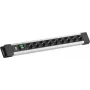 Régua de tomadas Bachmann CONNECTUS com 9× tomadas CEE7/3, 1× interruptor, cabo de 2,0 m, ficha CEE7/7, cinzento