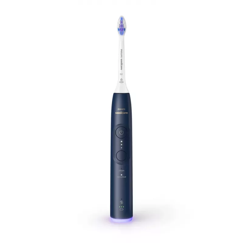 Escova de dentes elétrica Philips Sonicare Series 6100 HX7403/05 — recarregável, bateria de iões de lítio, modos Sensitive e Limpeza diária, azul-escuro